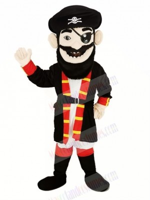 Beard Pirate in Red Coat Mascot Costume People