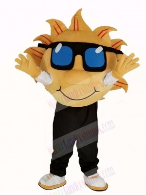 Yellow Sunshine with Sunglasses Mascot Costume
