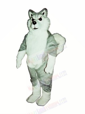White and Grey Wolf Mascot Costumes Cartoon	