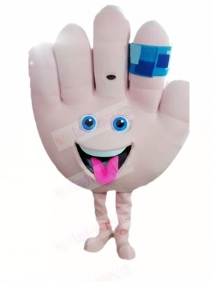 Cute Hand with Band Aid Mascot Costume Cartoon		
