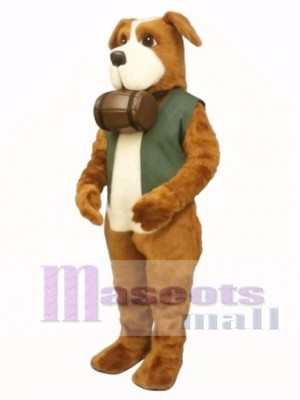 Cute Rescue Rover Dog with Barrel & Vest Mascot Costume