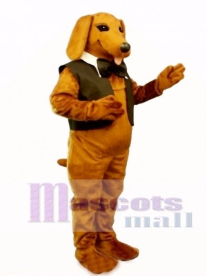 Cute Dachshund Dog with Vest & Tie Mascot Costume