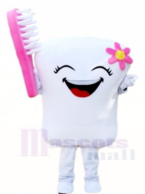 Tooth with Pink Toothbrush for Dentist Clinic Mascot Costumes  