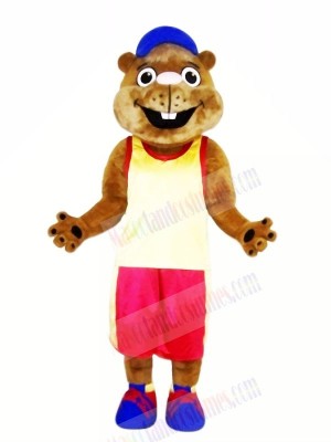 Brown Marmot with Sports Suit Mascot Costumes