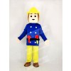 Realistic Fireman Sam In Blue Coat Mascot Costume Cartoon