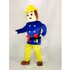 Realistic Fireman Sam In Blue Coat Mascot Costume Cartoon