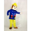 Realistic Fireman Sam In Blue Coat Mascot Costume Cartoon