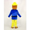 Realistic Fireman Sam In Blue Coat Mascot Costume Cartoon