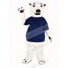White Bear with Blue T-shirt Mascot Costume