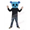 Blue Panda with Black Eyes Mascot Costume Head Only