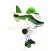 Green and White Aircraft Mascot Costume Cartoon	