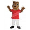 Bulldog in Red T-shirt Mascot Costume