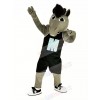 Grey Power Mustang Horse with Black Sportswear Mascot Costume
