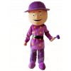 Purple Shirt Builder Construction Man with Hammer Mascot Costumes People