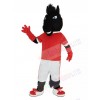 Black Horse in Red Jersey Mascot Costume Animal