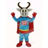 Super Cow Cattle with Red Cloak Mascot Costume