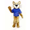 Brown Wildcat with Blue T-shirt Mascot Costumes
