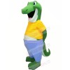 Happy Alligator with Yellow T-shirt Mascot Costumes Adult