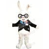 White Rabbit with Glasses Mascot Costumes Animal