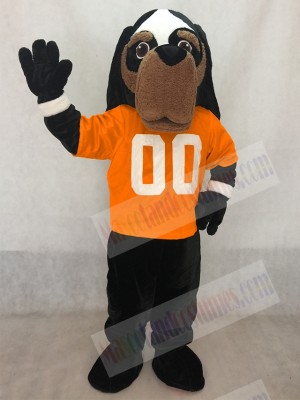Volunteer Dog Mascot Costume Animal in Orange T-shirt