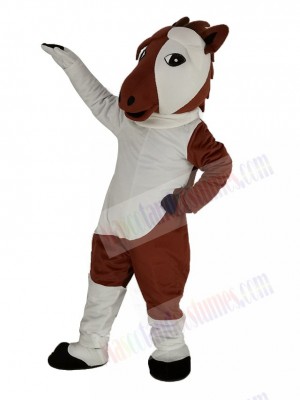 Brown and White Horse Mascot Costume