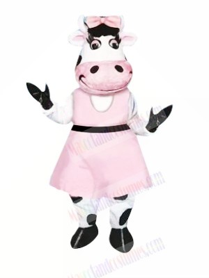 Beautiful Cow with Pink Dress Mascot Costumes Animal