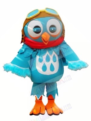 Blue Owl with Glasses Mascot Costumes Animal