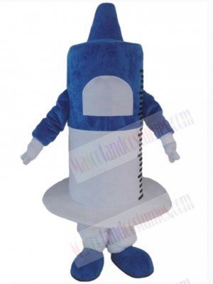 Blue and White Syringe Mascot Costume Cartoon