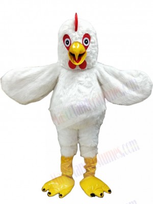 White Plush Cock Rooster Mascot Costume Animal