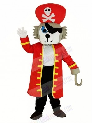 Pirate Wolf with Red Coat Mascot Costume Animal