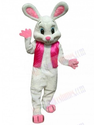 Friendly Easter White Bunny Mascot Costume Animal