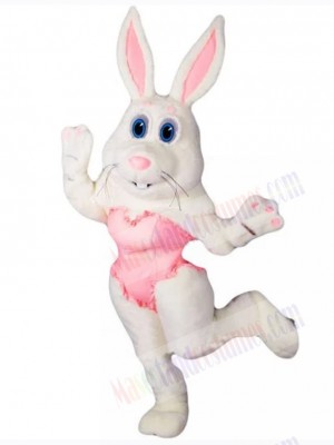 White Dance Bunny Rabbit Mascot Costume Animal