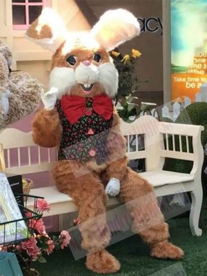 Brown Furry Easter Bunny Mascot Costume Animal