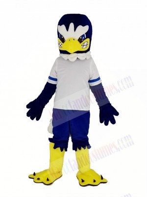 Fierce Blue Eagle in White T-shirt Mascot Costume