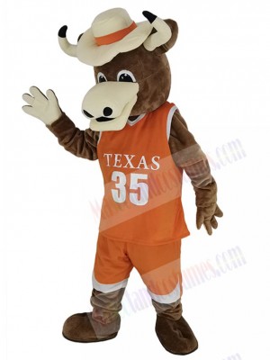 Texas Longhorns Bull Mascot Costume  in Orange Jersey Animal