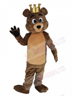 Brown King Billy Bob Bear Mascot Costume