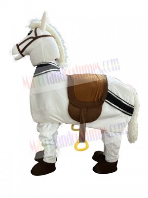White New 2 Person Horse Mascot Costume Animal