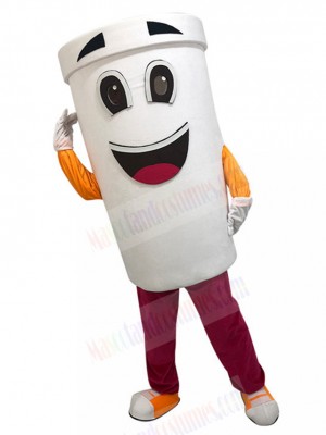 White Drink Cup Mascot Costume Cartoon