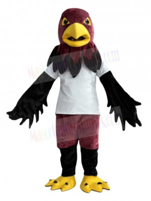Cool Black Hawk with White T-shirt Mascot Costume Animal