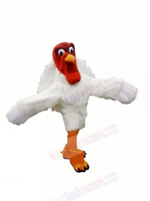 Funny White Turkey Mascot Costumes Cartoon
