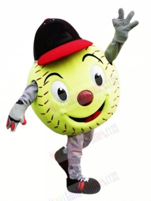 Green Softball Mascot Costume Cartoon	