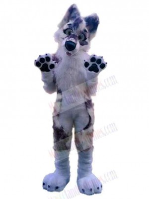 White and Brown Super Cute Wolf Dog Mascot Costume Animal