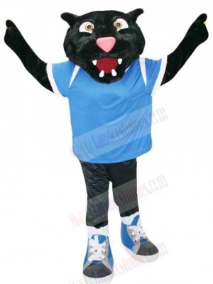 Panther Mascot Costume Adult in Blue T-shirt