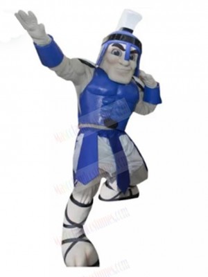 Strong Blue Spartan Knight Mascot Costume People