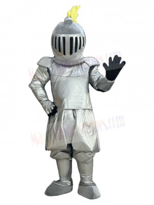 Silver Armor Knight Mascot Costume People