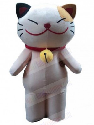Tricolor Lucky Cat Mascot Costume with Bell Animal