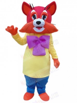 Orange Cat Mascot Costume in Yellow Animal