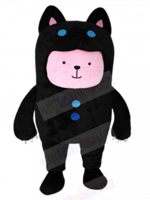 Pink Cat Mascot Costume with Black Neko Suit Animal