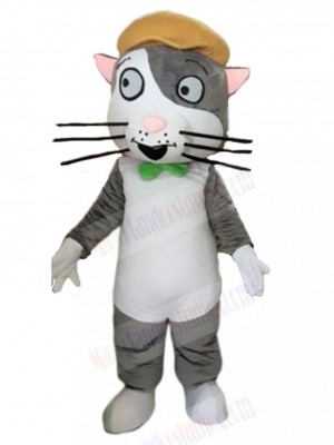 Cheerful Cat Artist Mascot Costume with Melon Cap Animal