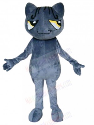 Joking Grey Cat Mascot Costume with Yellow Eyes Animal